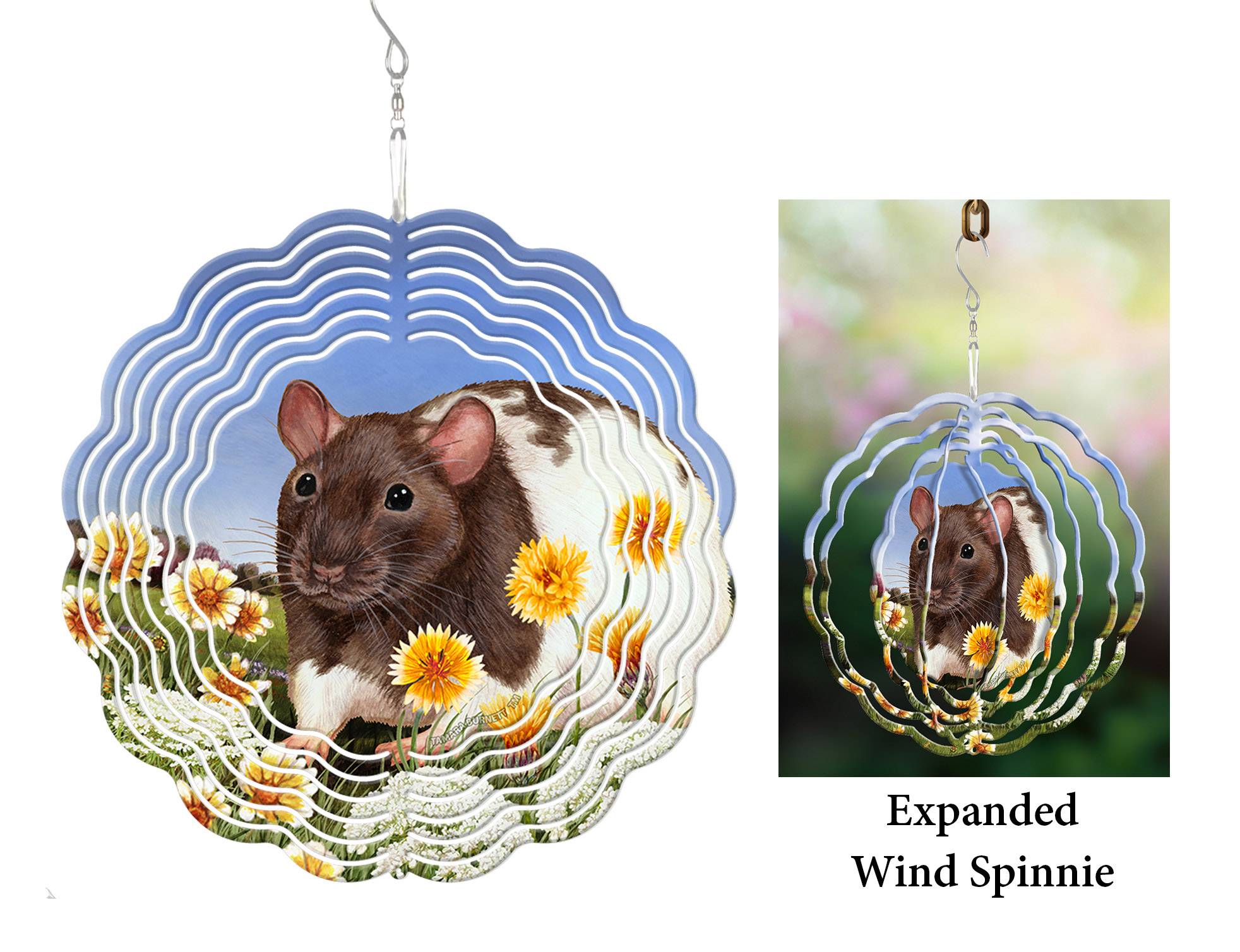 An image of product 30119 - Rat (Chocolate and White Hooded) - Wind Spinner